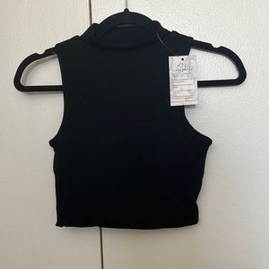 Klassy Network black cropped sleeveless turtleneck
